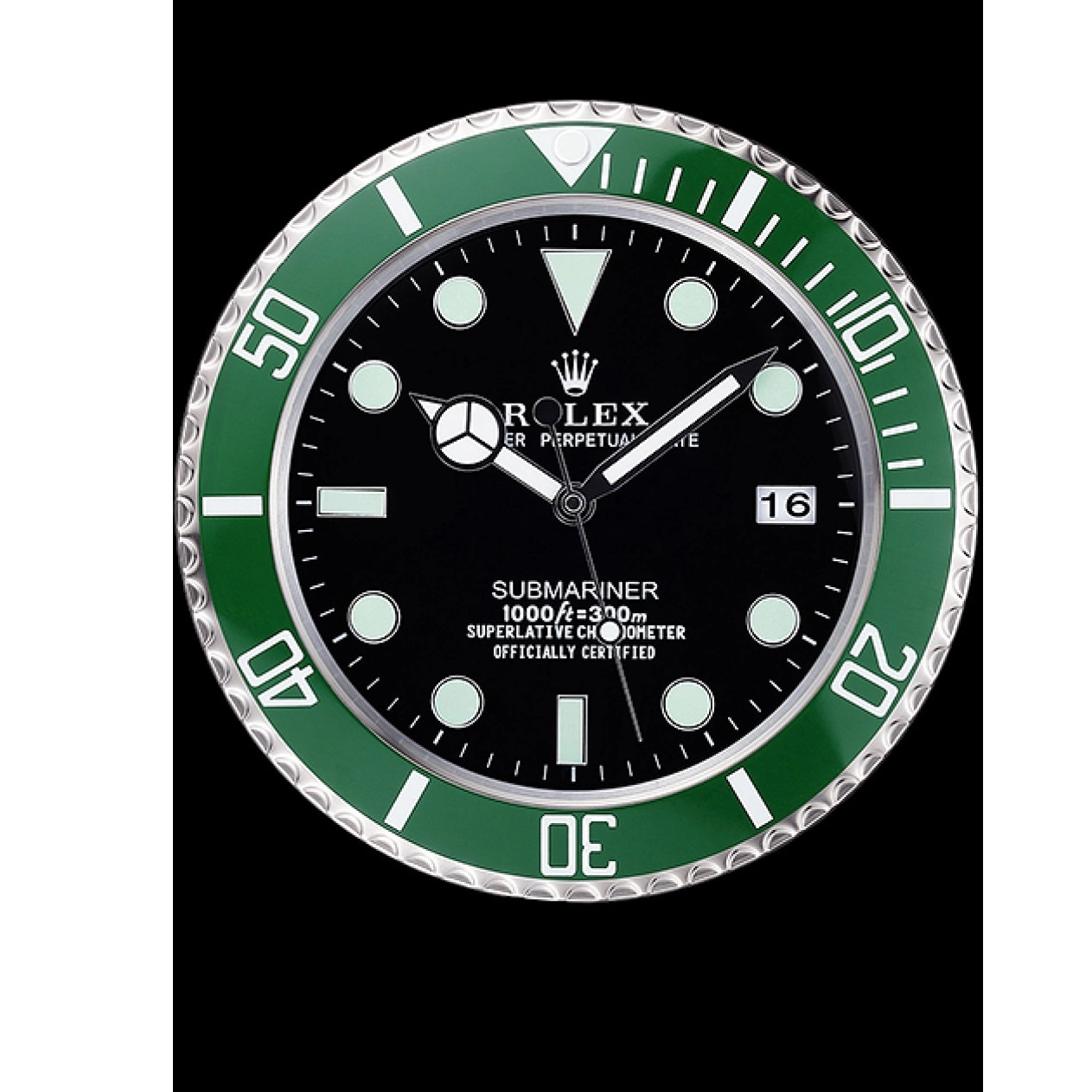 Rolex copies cheap Wall Clock Silver-Green Rolex Submariner 621912 0613